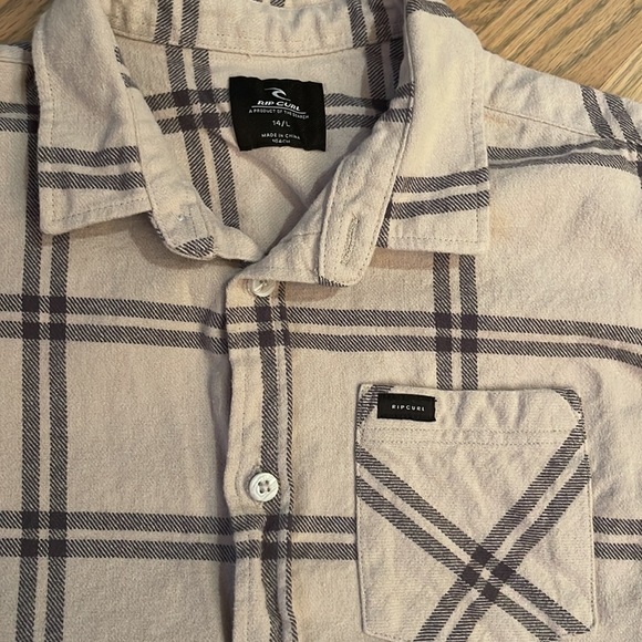 Boys Rip Curl Flannel shirt, size 14 L in beige - Picture 2 of 10